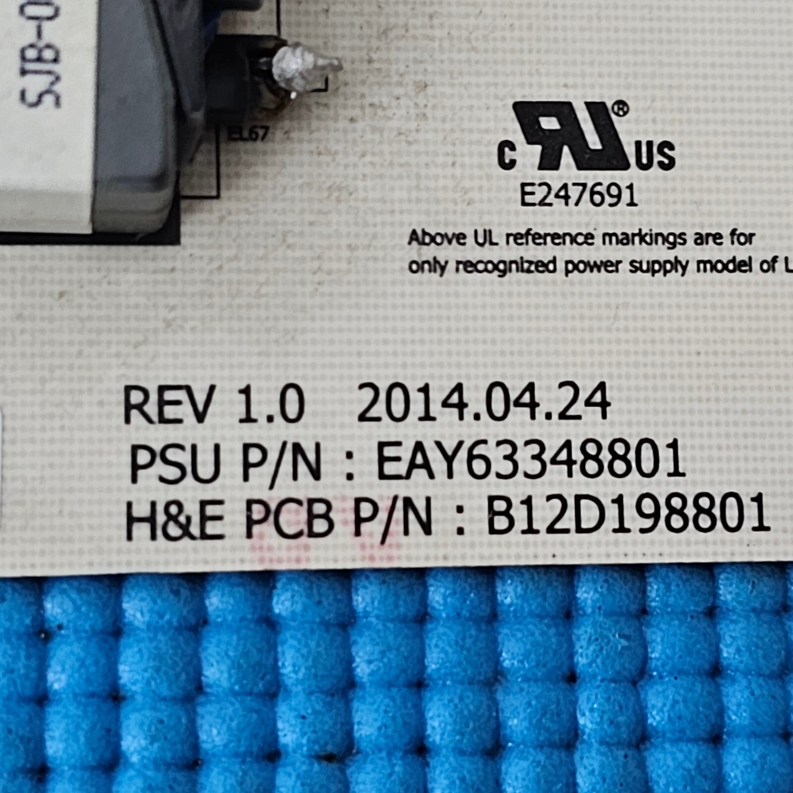 POWER BOARD FOR LG 55EC930V 55" OLED TV B12D198801 EAY63348801 | WORKING