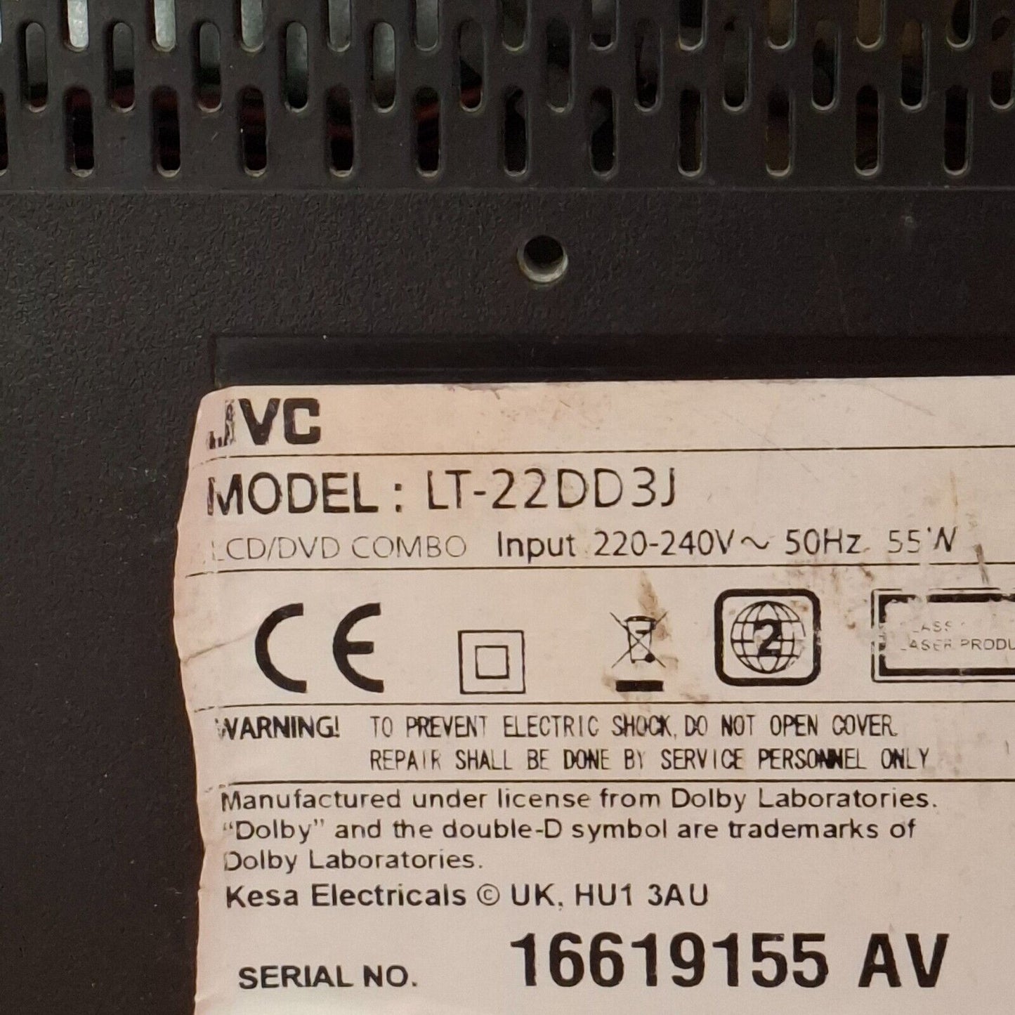 JVC LT-22DD3J 22" Full HD LED TV HDMI USB - Black