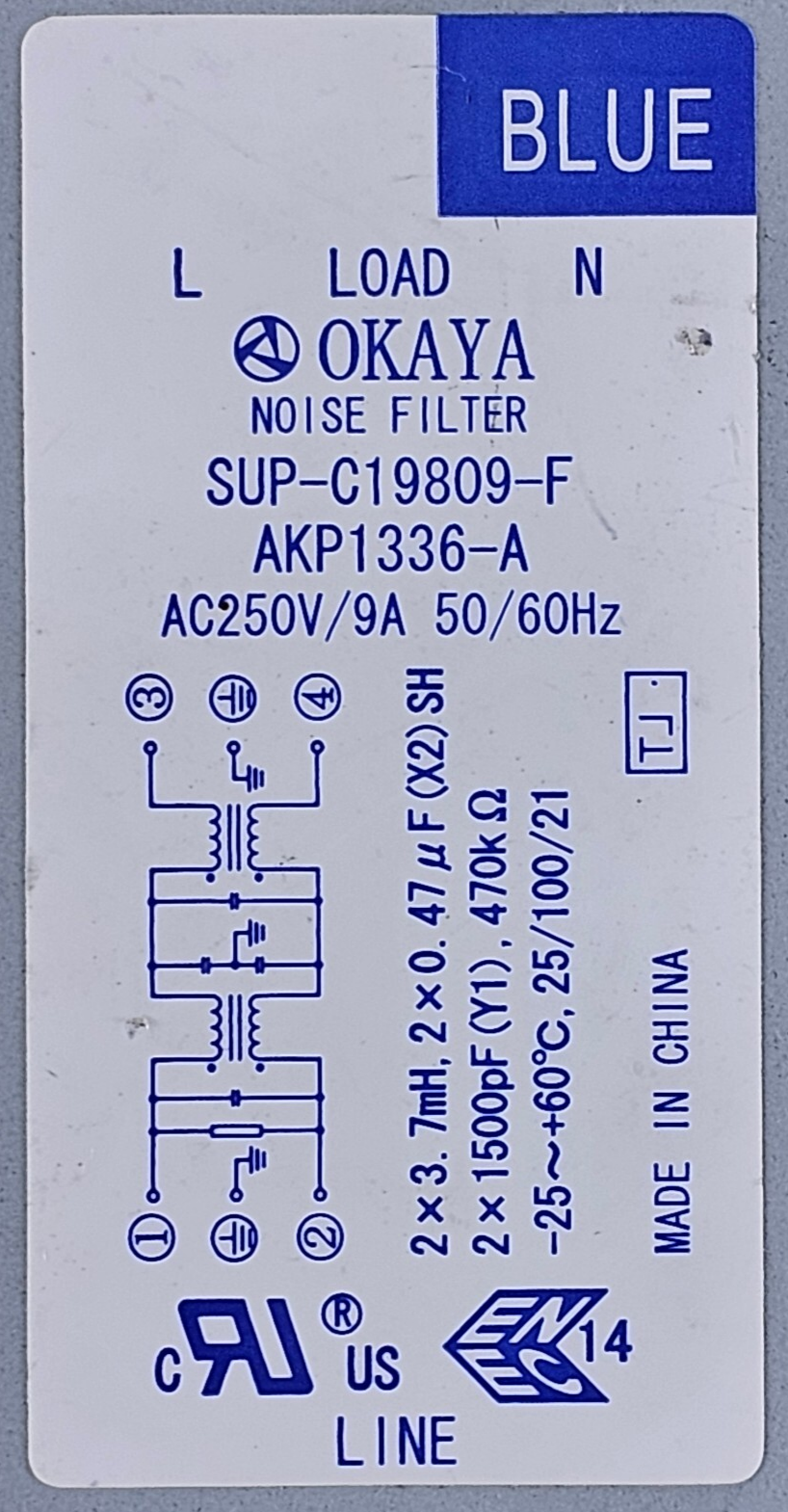 NOISE FILTER FOR PIONEER PDP-LX5090 50" TV BLUE OKAYA SUP-C19809-F AKP1336-A
