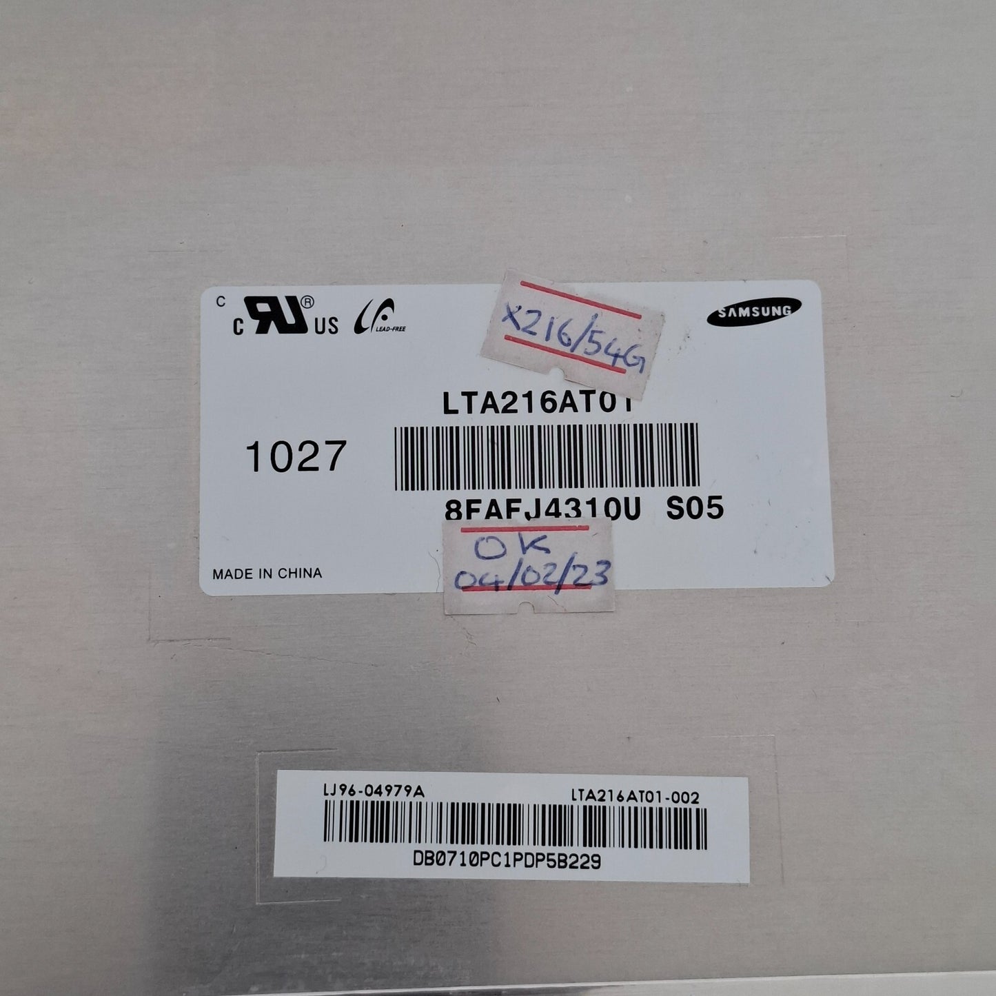 LED/LCD SCREEN PANEL SAMSUNG LTA216AT01 FOR TECHNIKA X216/54G TV