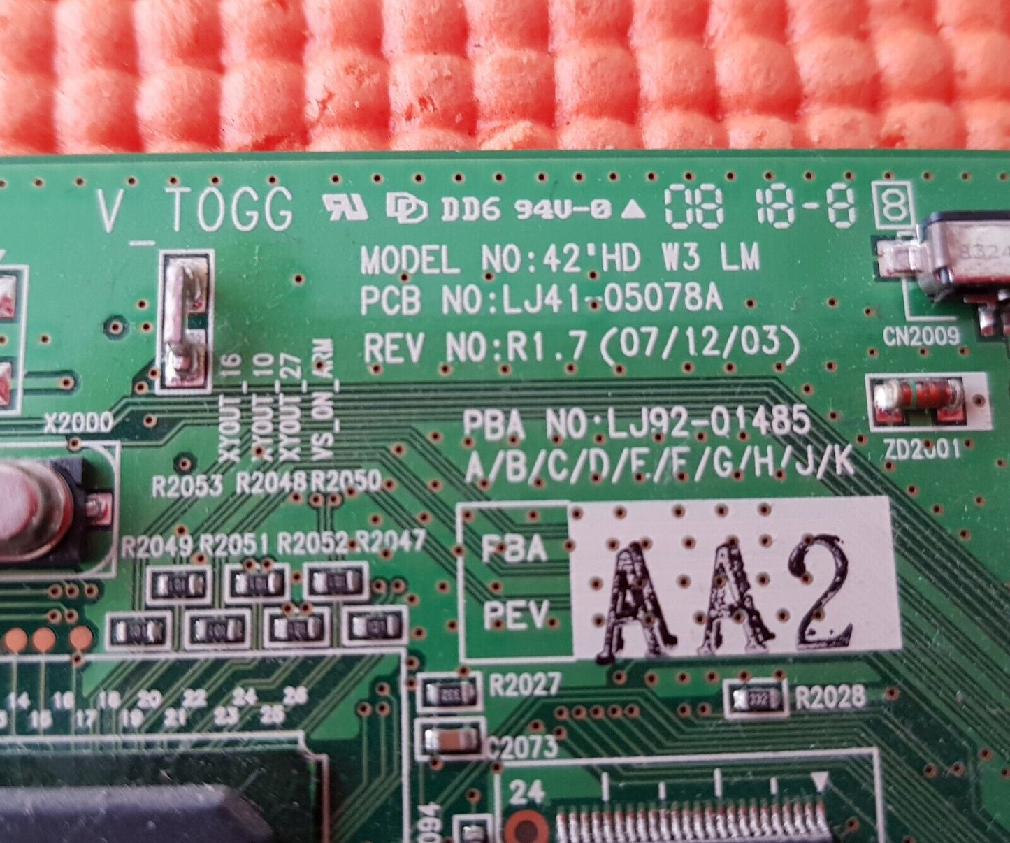 LVDS BOARD SAMSUNG PS42A457P1D PS42A456P2D PLASMA TV LJ41-05078A LJ92-01485A AA2
