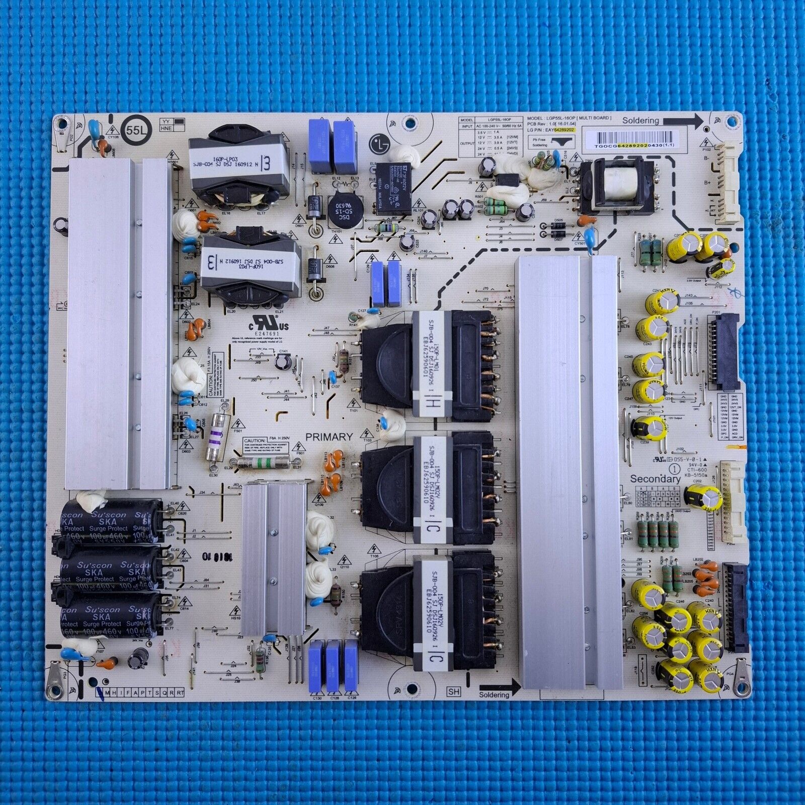 POWER BOARD FOR LG OLED55E6V 55" OLED TV LGP55L-16OP EAY64289202 | WORKING