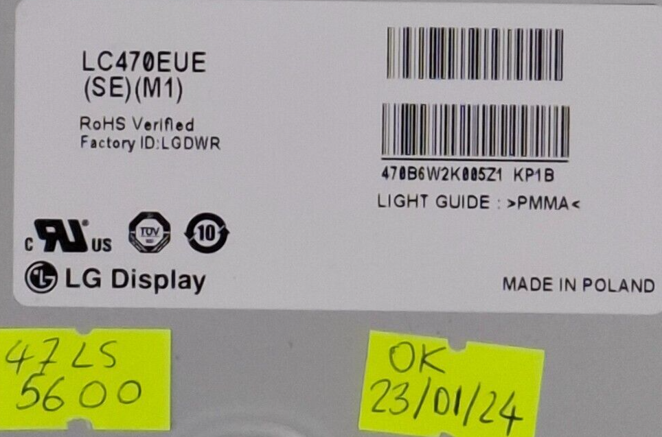 LED SCREEN PANEL ONLY LG LC470EUE (SE) (M1) FOR LG 47LS5600 47" TV