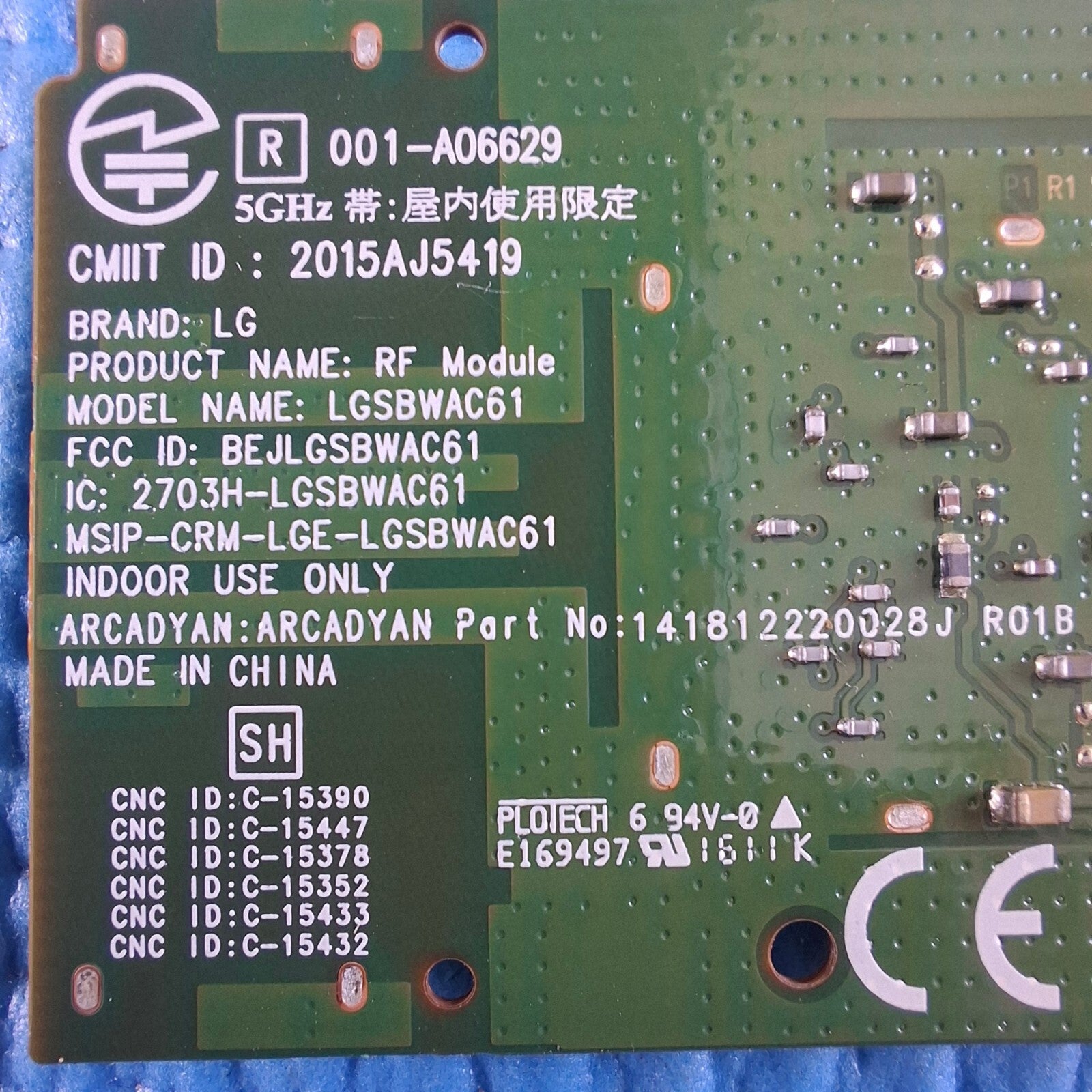 WIFI MODULE FR LG OLED55B6V OLED55C6V OLED65G6V 65UH650V 55UH850V TV EAT63153401