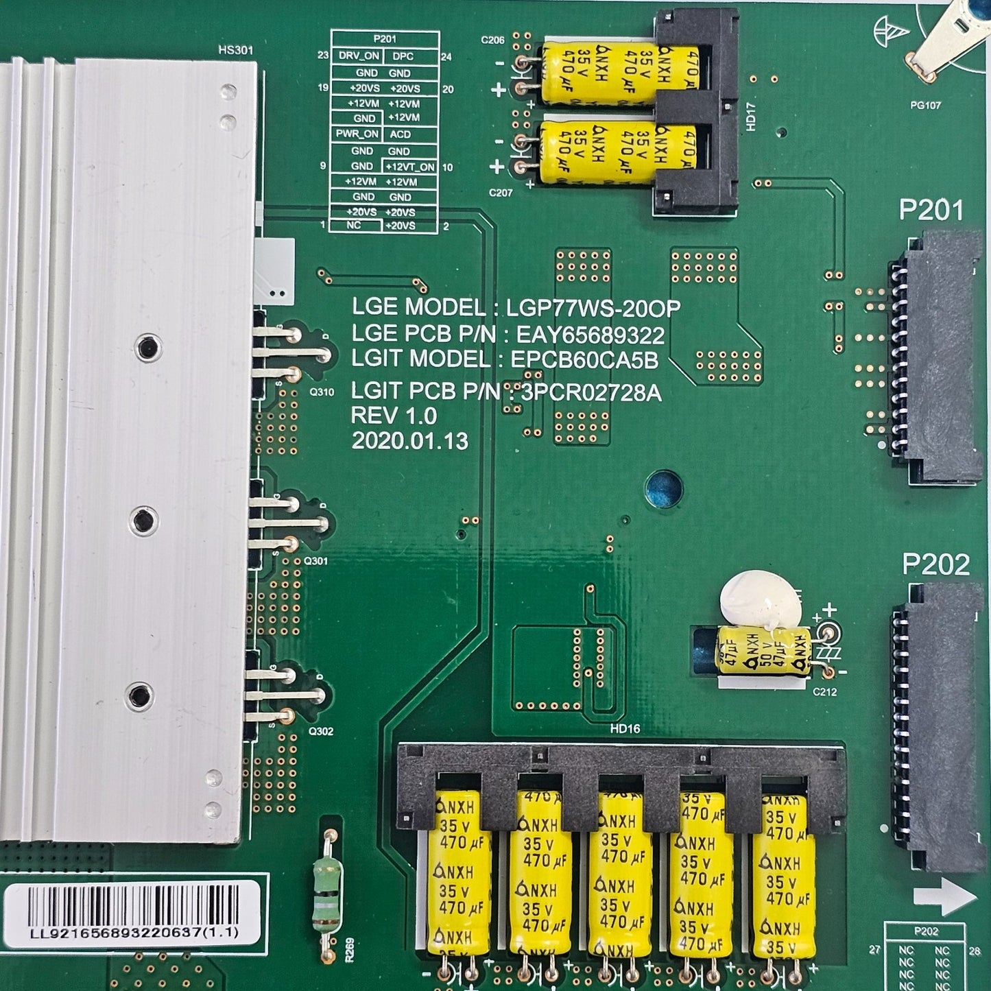 POWER SUPPLY BOARD FOR LG OLED77GX6LA 77" TV LGP77WS-20OP EPCB60CA5B EAY65689322