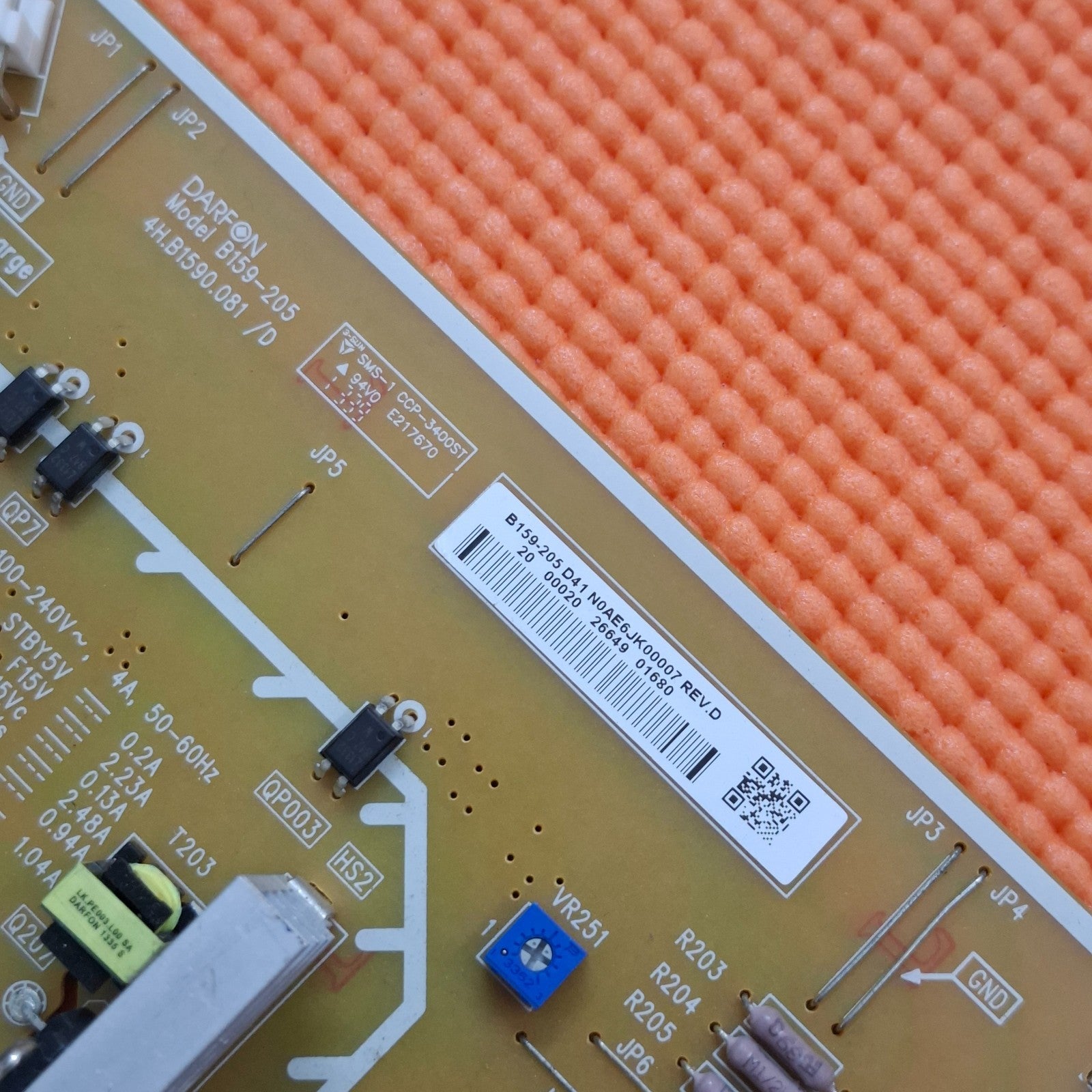 POWER SUPPLY BOARD FOR PANASONIC TX-P42X60B TV 4H.B1590.081C N0AE6JK00007 REV.D
