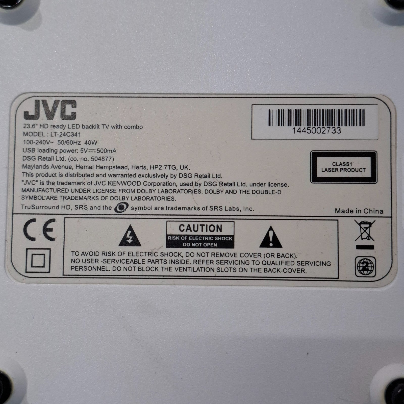 JVC LT-24C341 24" HD Ready LED TV with Built-in DVD Player - White |  PIXEL LINE