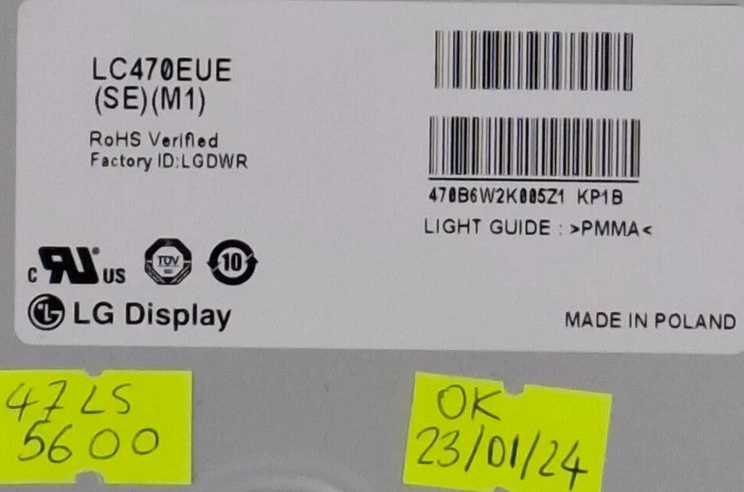 LED SCREEN PANEL ONLY LG DISPLAY LC470EUE (SE) (M1) FOR LG 47LS5600 47" TV