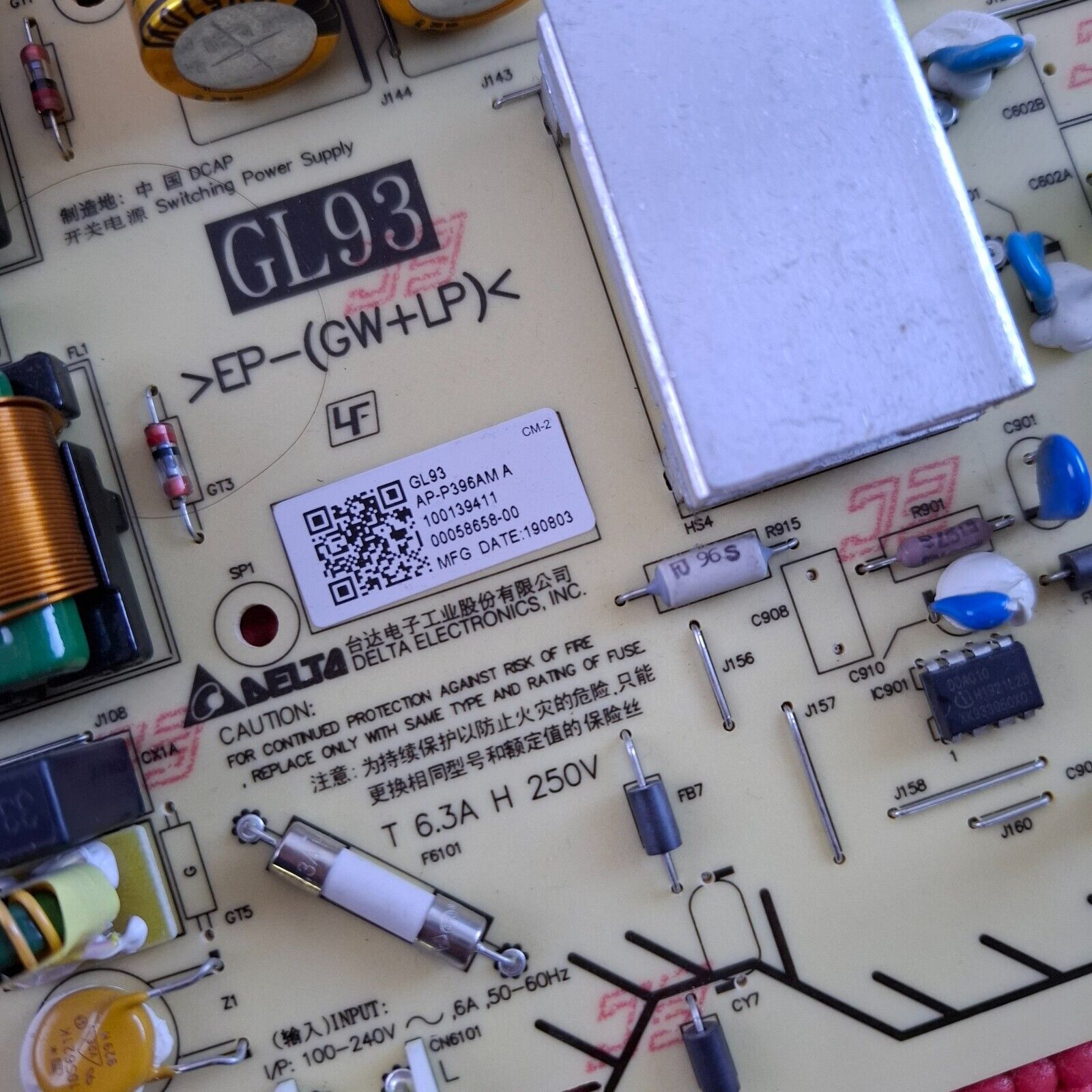 POWER SUPPLY BOARD FOR SONY KD-85XG8596 TV 2955056303 1-001-394-11 AP-P396AM A
