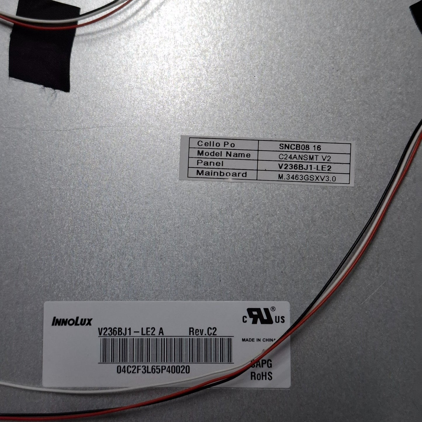 LED/LCD SCREEN PANEL CHIMEI INNOLUX V236BJ1-LE2 A REVC2 FOR CELLO C24ANSMT V2 TV