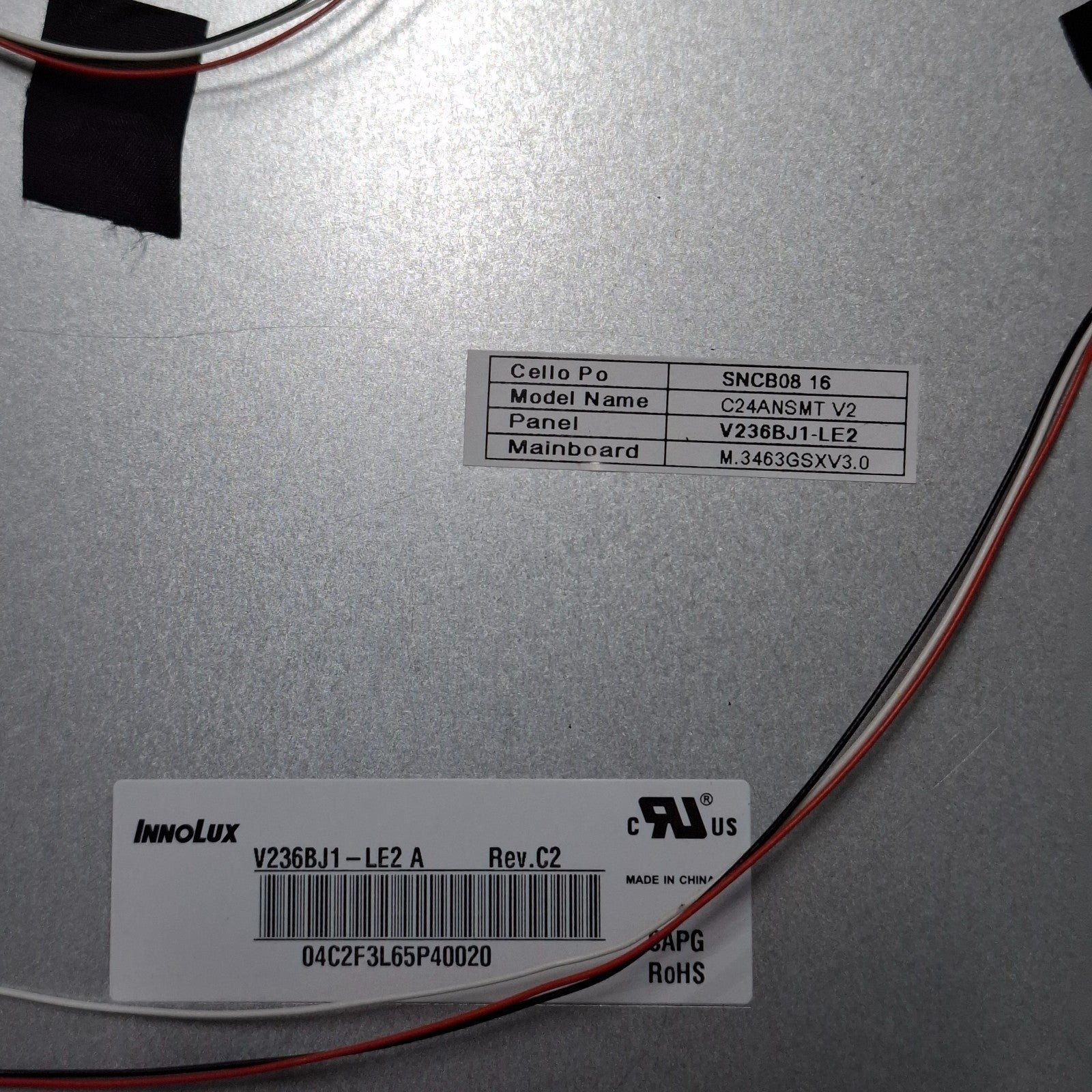 LED/LCD SCREEN PANEL CHIMEI INNOLUX V236BJ1-LE2 A REVC2 FOR CELLO C24ANSMT V2 TV