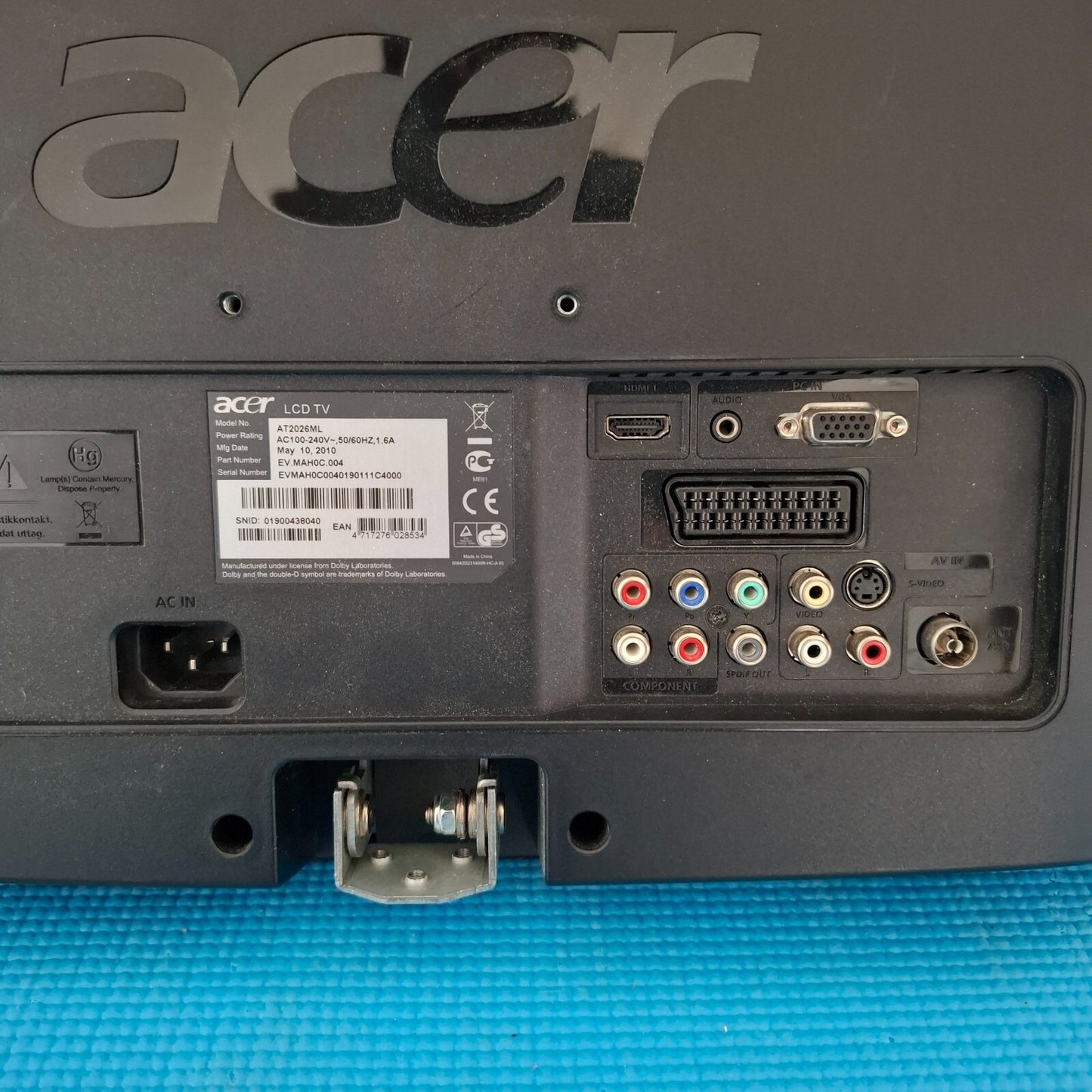 ACER AT2026ML 20" HD Ready LCD TV HDMI USB Scart - Black  | NO REMOTE - NO STAND