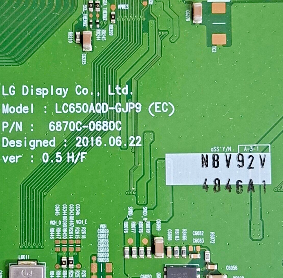 LVDS BOARD FOR LG OLED65C6V OLED65B6V OLED65B7V 65" TV 6870C-0680C 6871L-4846A