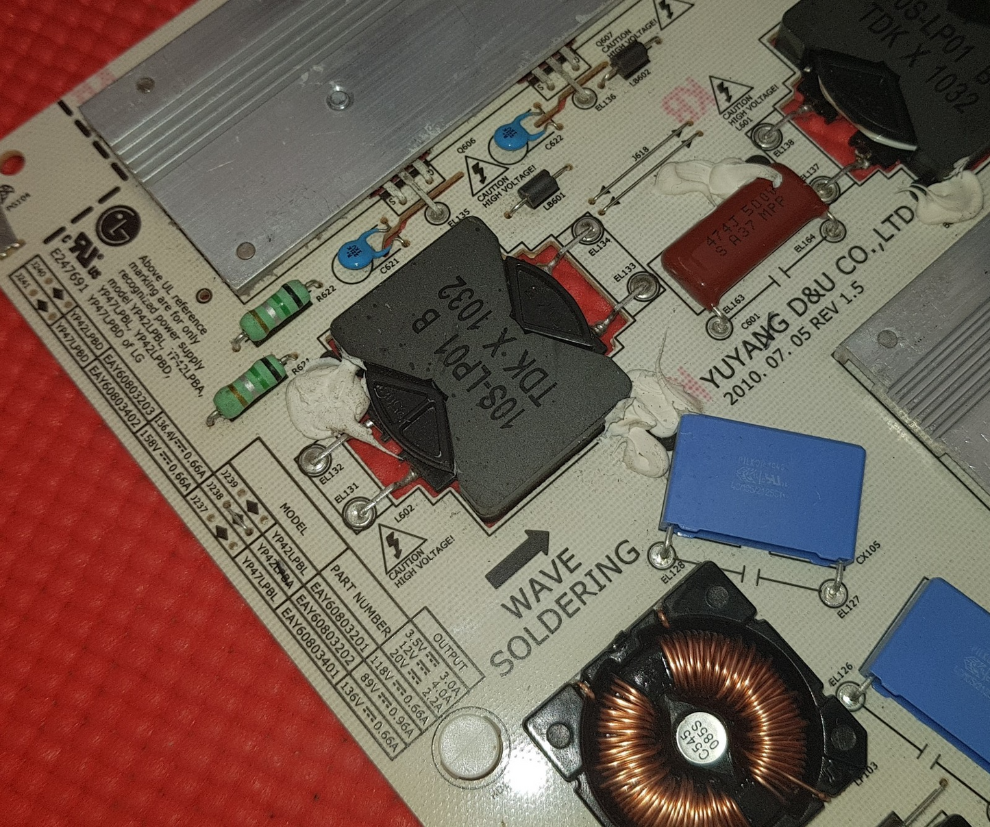 POWER SUPPLY BOARD FOR LG 42LE4900 42LE4500 47LX6900 TV YP42LPBA EAY60803202