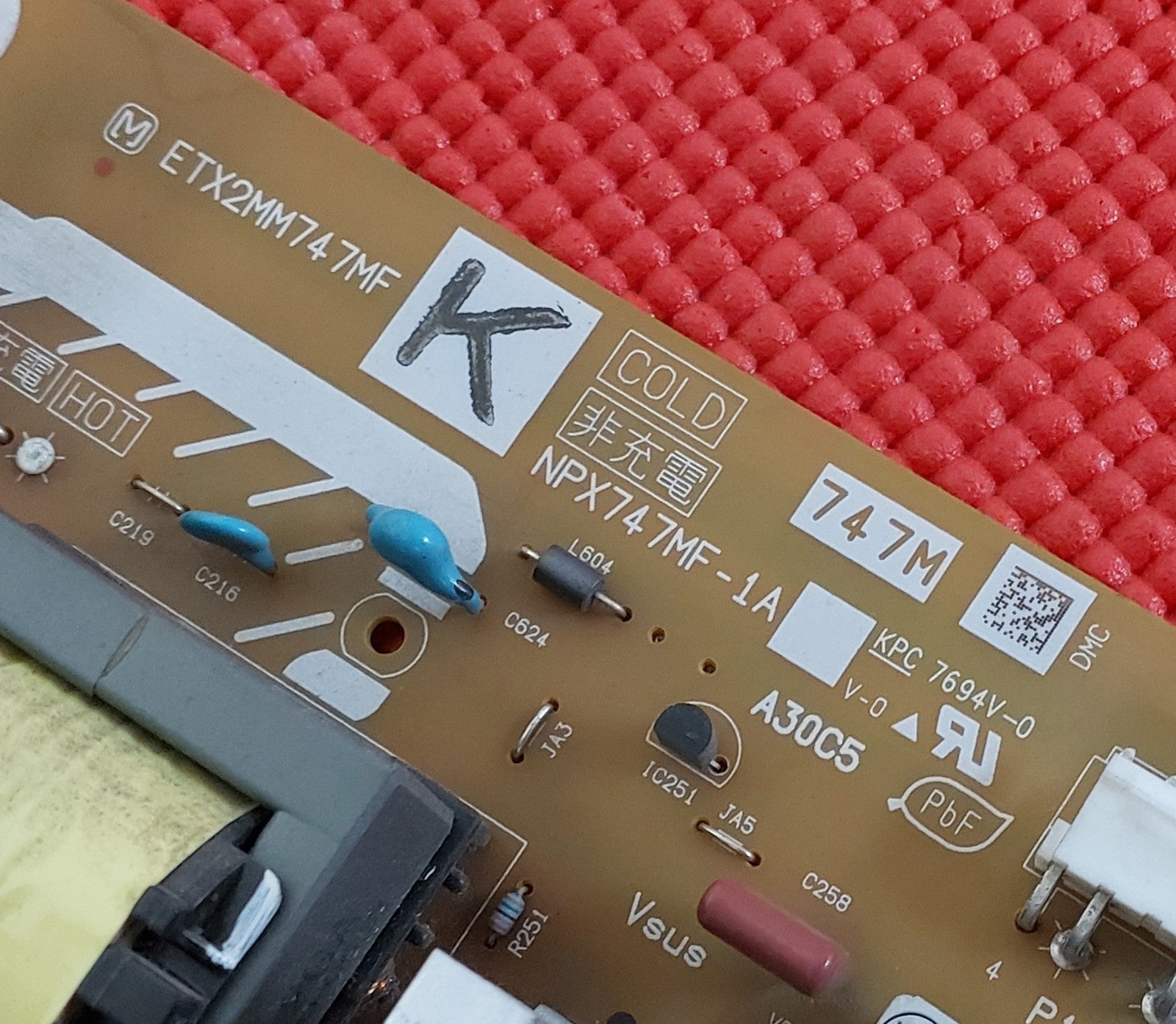 PSU FOR PANASONIC TX-P46S10B TX-P46G10B TX-P46V10B TV NPX747MF-1A ETX2MM747MF K