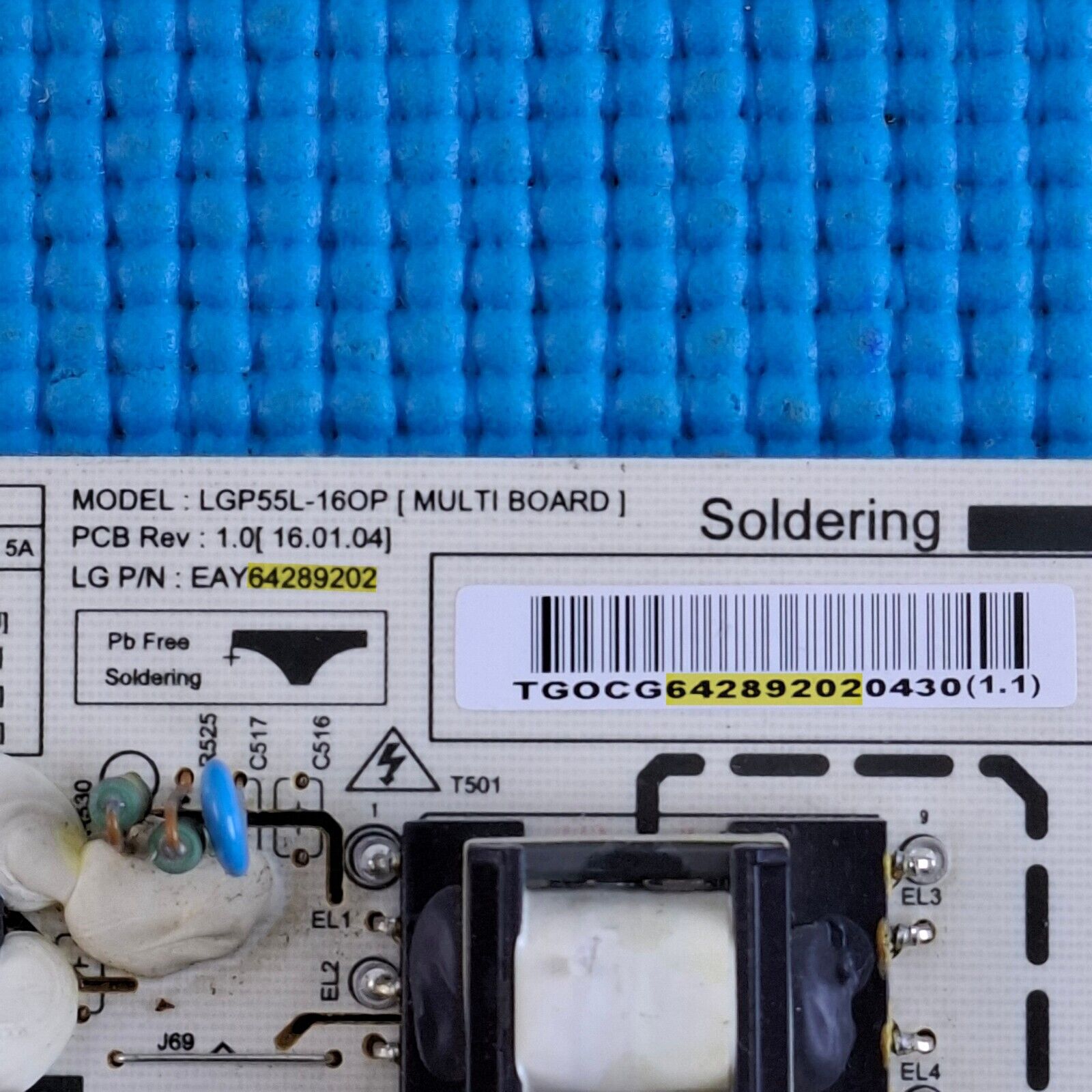 POWER BOARD FOR LG OLED55E6V 55" OLED TV LGP55L-16OP EAY64289202 | WORKING
