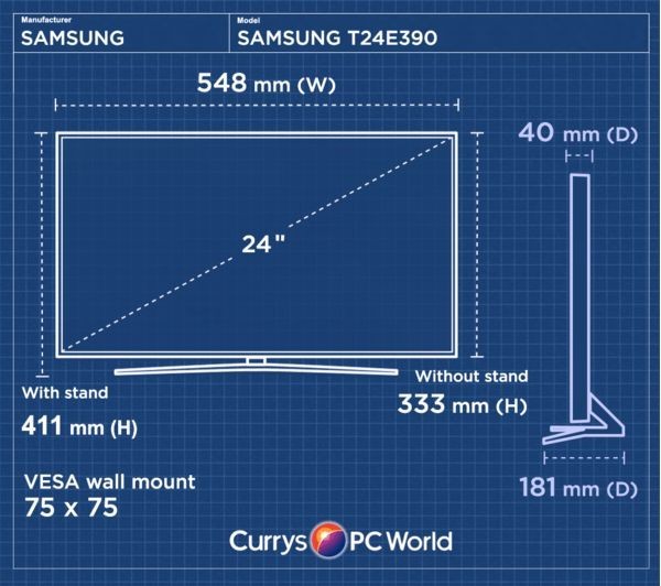 SAMSUNG T24E390EX 24" Full HD 1080p LED TV MONITOR - Black