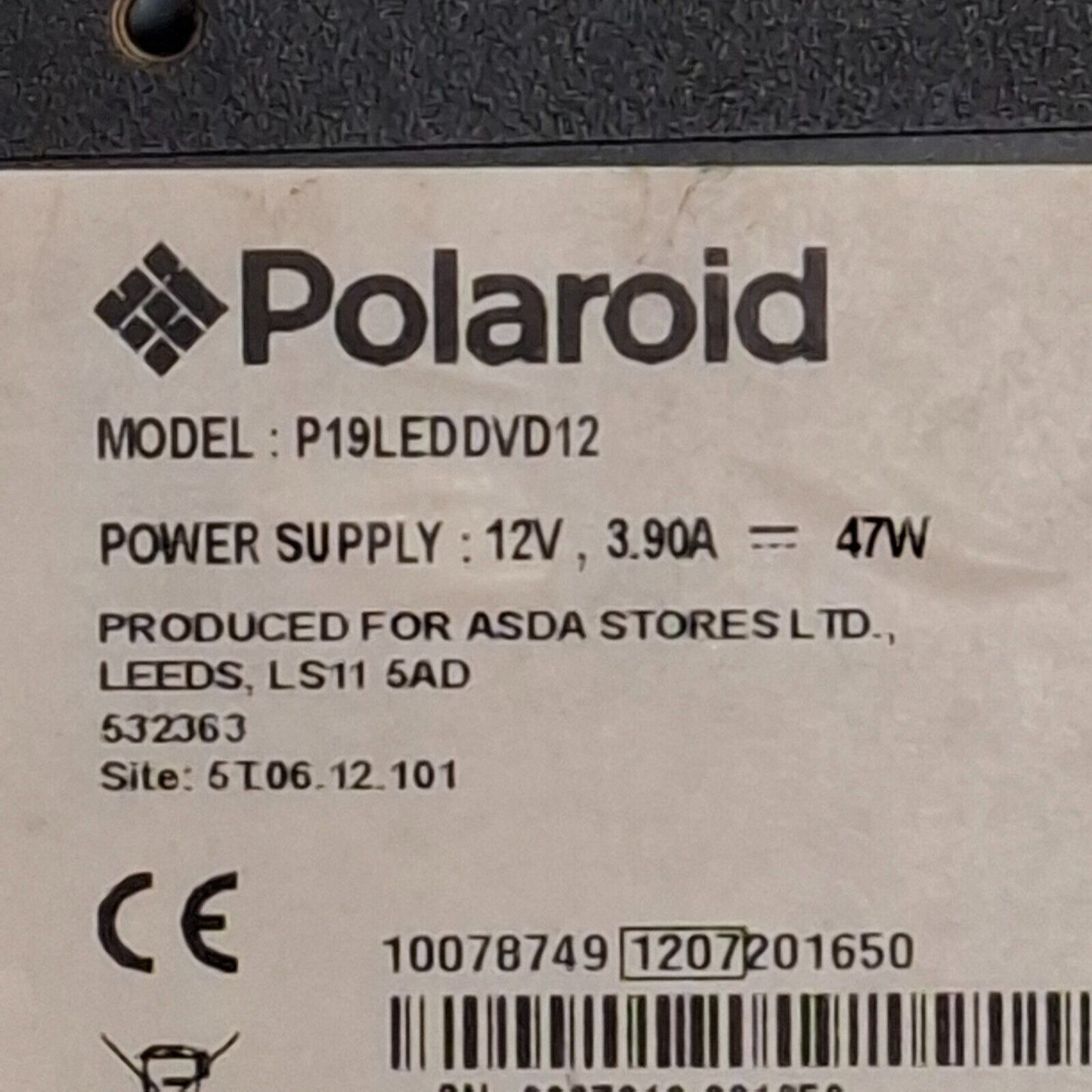 POLAROID P19LEDDVD12 19" HD Ready 12V Caravan LED TV HDMI USB Freeview - Black
