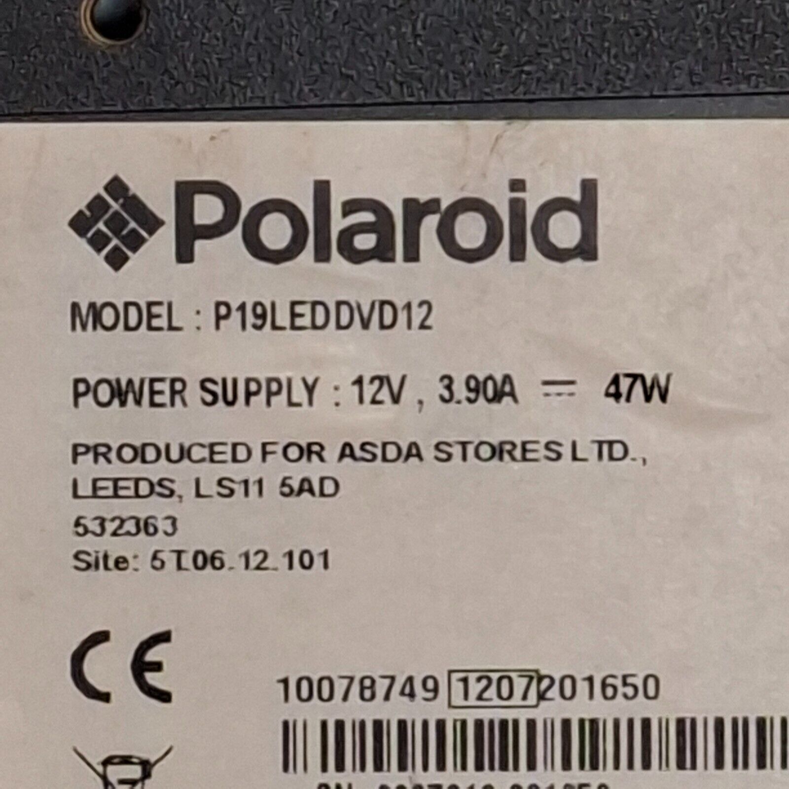 POLAROID P19LEDDVD12 19" HD Ready 12V Caravan LED TV HDMI USB Freeview - Black