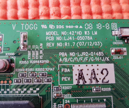 LVDS BOARD SAMSUNG PS42A457P1D PS42A456P2D PLASMA TV LJ41-05078A LJ92-01485A AA2